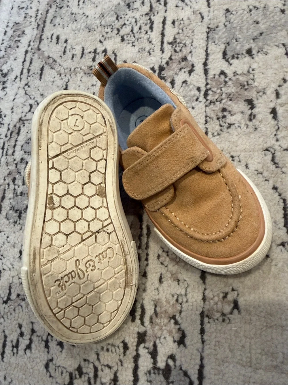 Cat & Jack Toddler Boys Tan Faux Suede Velcro Loafers Sneakers Size 7C